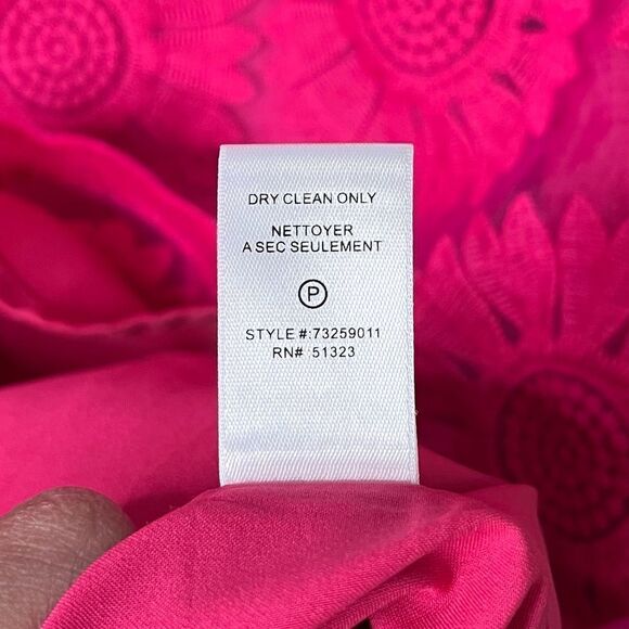 CeCe Dress Women’s 2 Hot Pink Embroidered Flower Sleeveless Shift - Picture 7 of 7